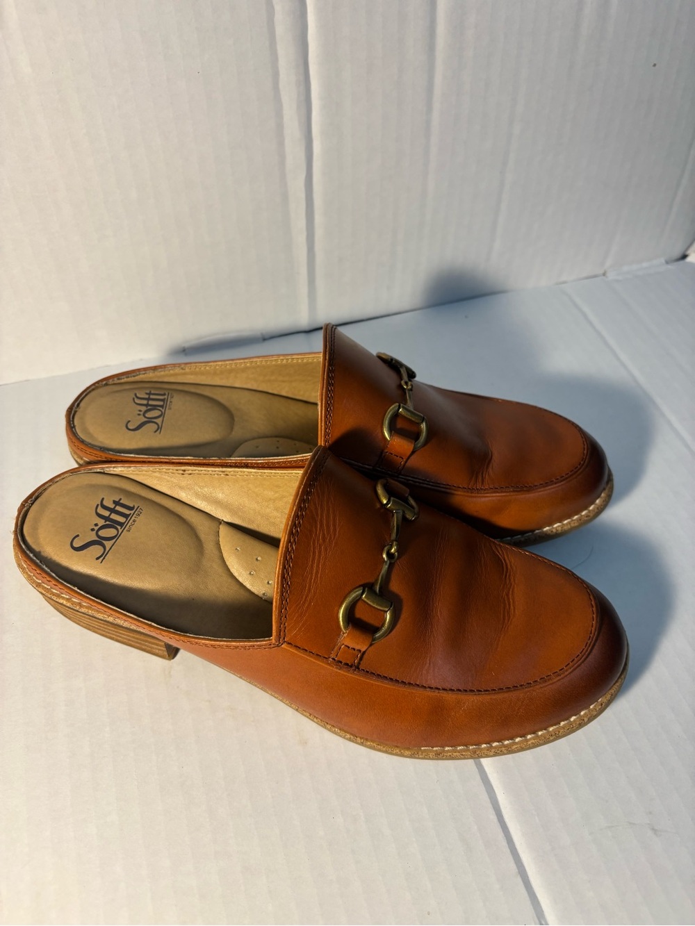 Söfft Brown Leather Horsebit Mule Loafers Size 9.5 M